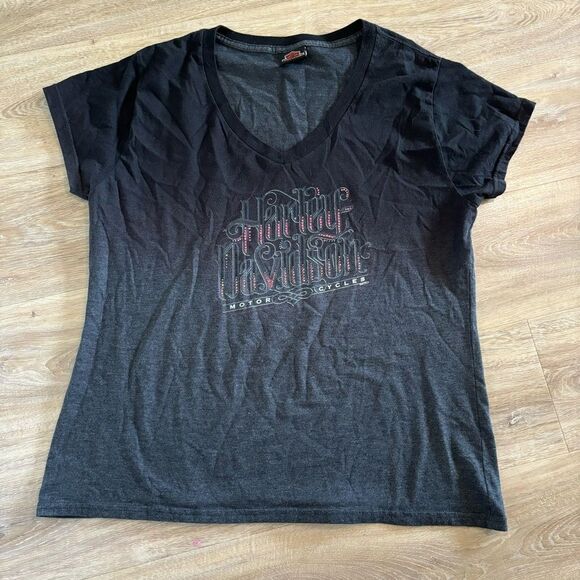 2 for 25 Women's Harley Davidson Tee Black Short Sleeve Sz L 100% Cotton - Picture 1 of 4